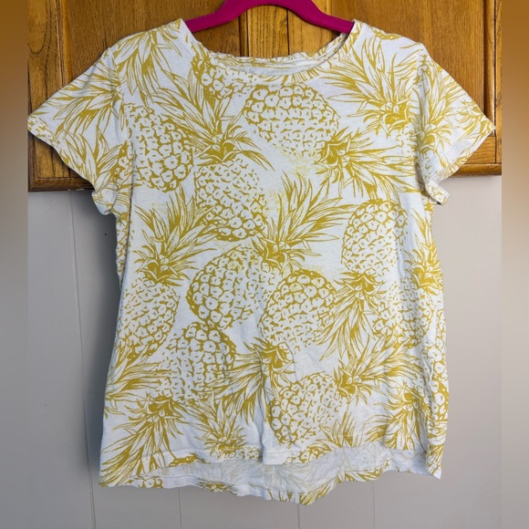 Old Navy Pineapple Softest Tee, yellow & white, Girl’s L (10-12) - Picture 1 of 3